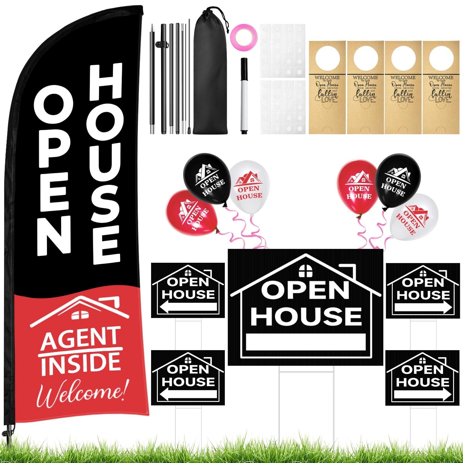 44 Pcs Open House Signs for Real Estate, Double Sided Open House Flag Kit, 7….