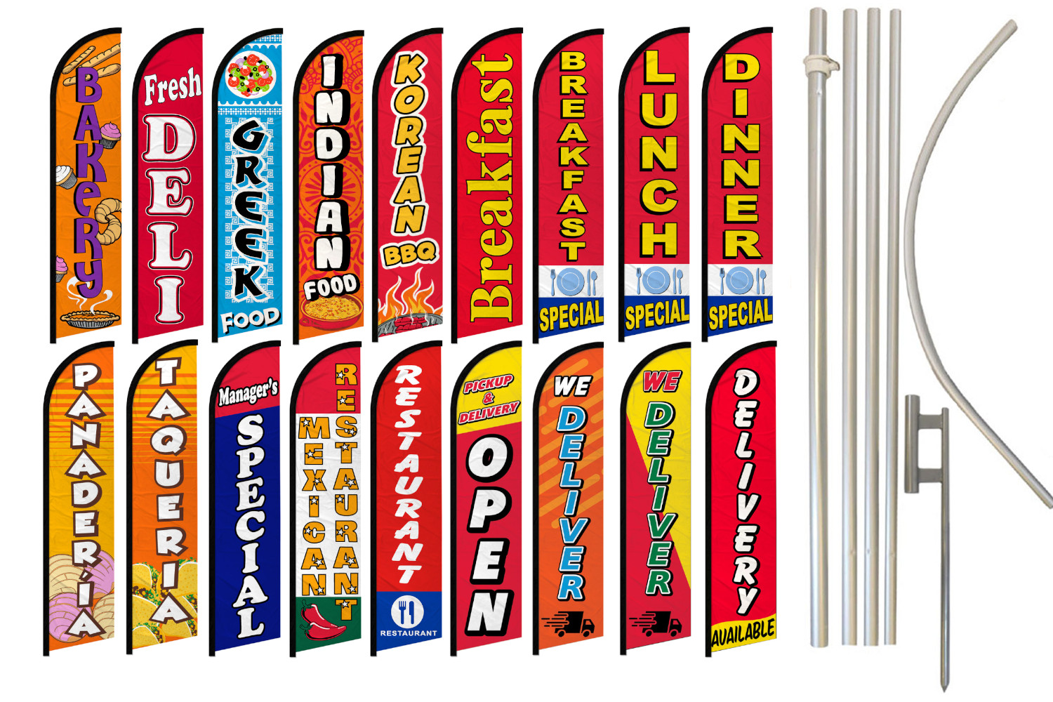 Restaurant Windless Advertising Swooper Flag Kit Breakfast Special