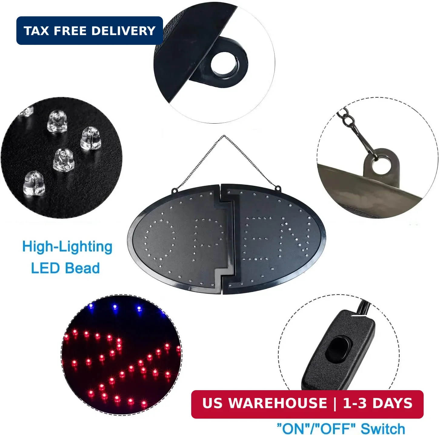 KEBE LED Open Sign, 19&Prime;x10&Prime; Bright High Visibility Advertisement Board Electric