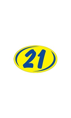 SSWBasics Oval 2-Digit Year Stickers – Blue/Yellow – 2021 – Pack of 12- Bright