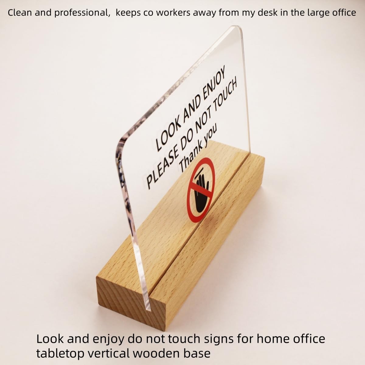 Do Not Touch Signs Look Enjoy Home Office Tabletop Vertical Wooden Base