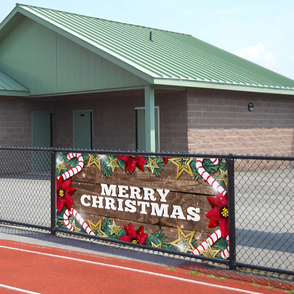 Vinyl Banner Multiple Sizes Merry Christmas Business B Holidays and Occasions