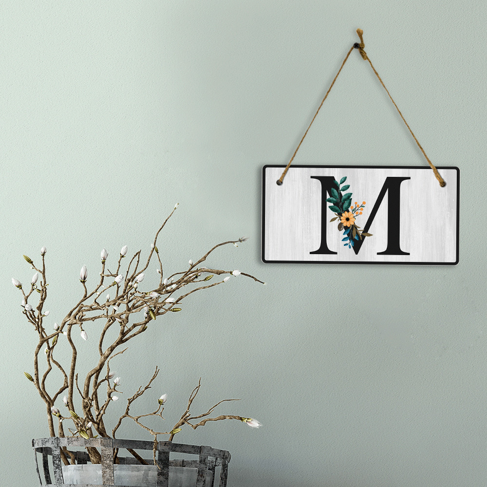 M Flower Decor 5×10 Hanging Wall or Door Sign | Alphabet Letter Room Decoration