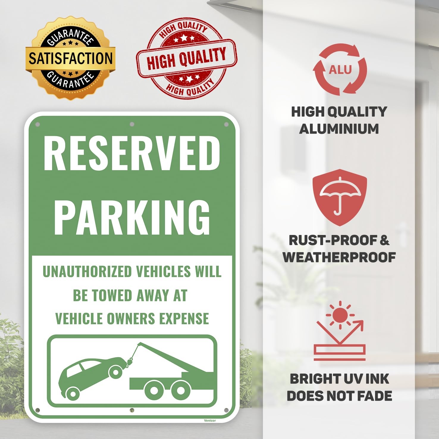 1 PCS Reserved Private Parking Only Sign 13×9 Inch Aluminum Metal Board