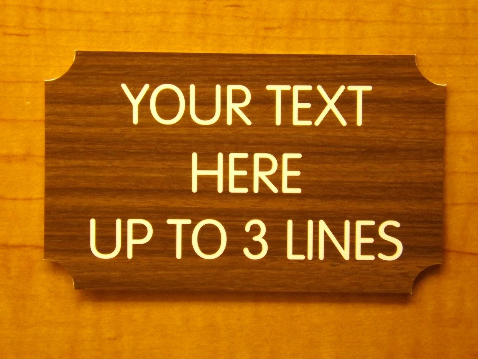 Custom Engraved 3×5 Walnut Wood-Grain Sign Personalized Home Office Plaque Plate