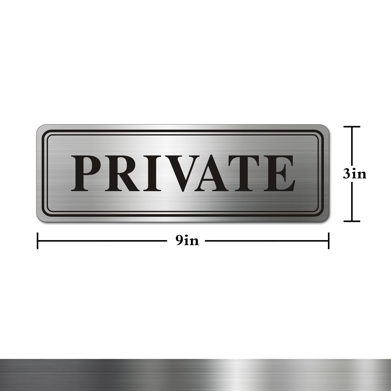 1 PCS Metal Stainless Steel Private Sign For Doors Self Adhesive 9×3 Inch