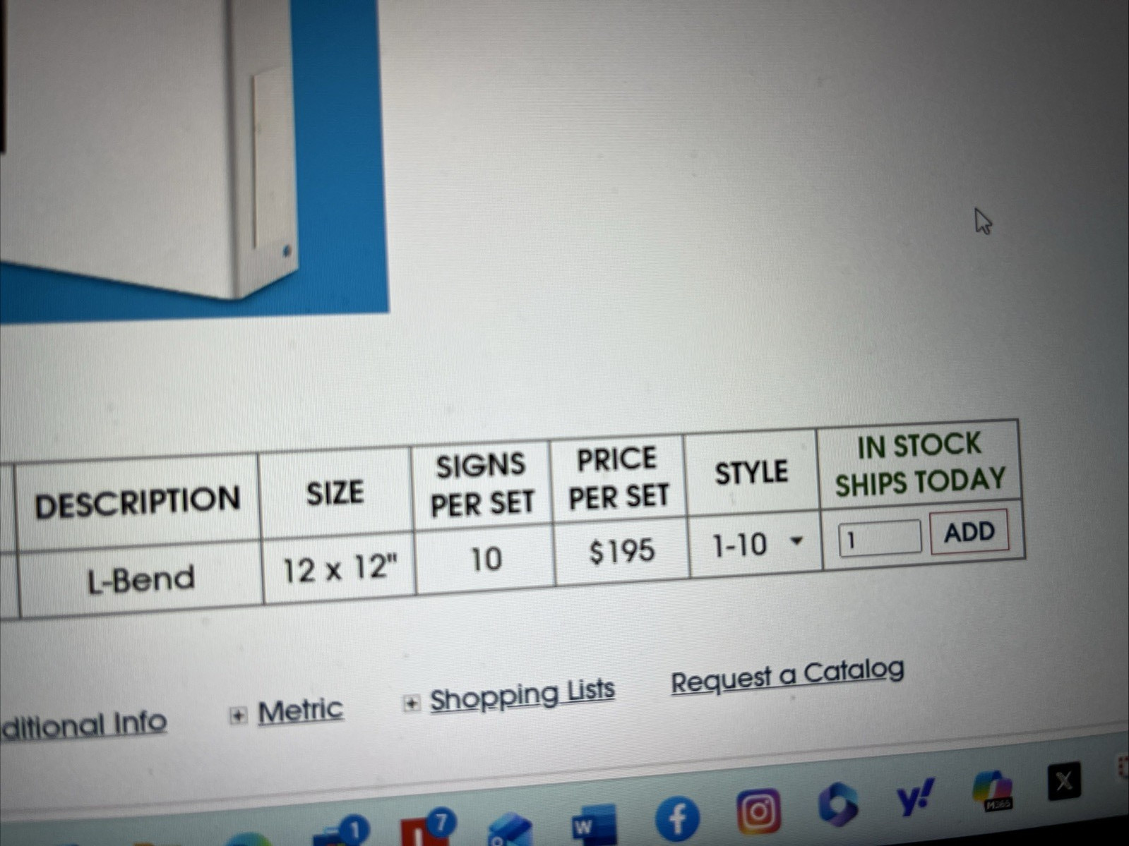 L-Shaped Numbered Aisle Signs – 1-10, 12 x 12&Prime; ULINE
