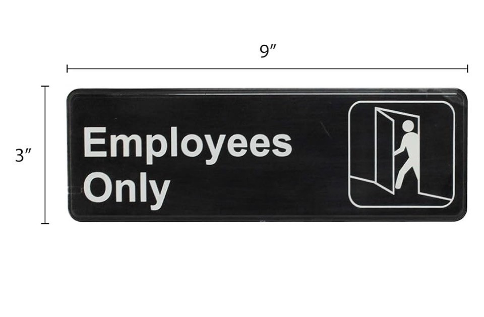 « Employee Only » Information Sign with Symbol 9X3 Inch Plastic Self Adhesive New