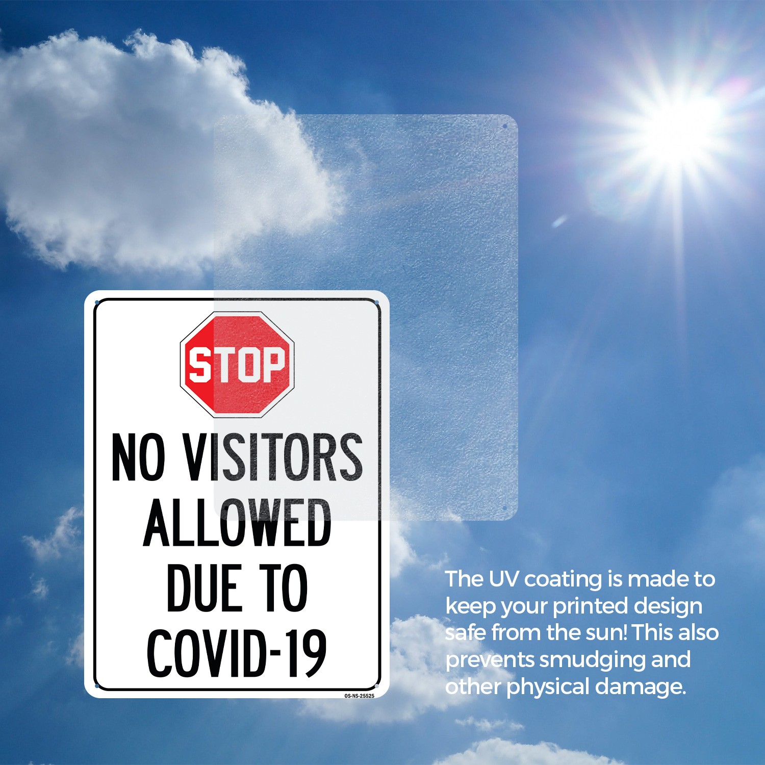 Stop No Visitors Allowed Due To COVID-19 Public Safety Sign, Decal 5 or 10 Pack