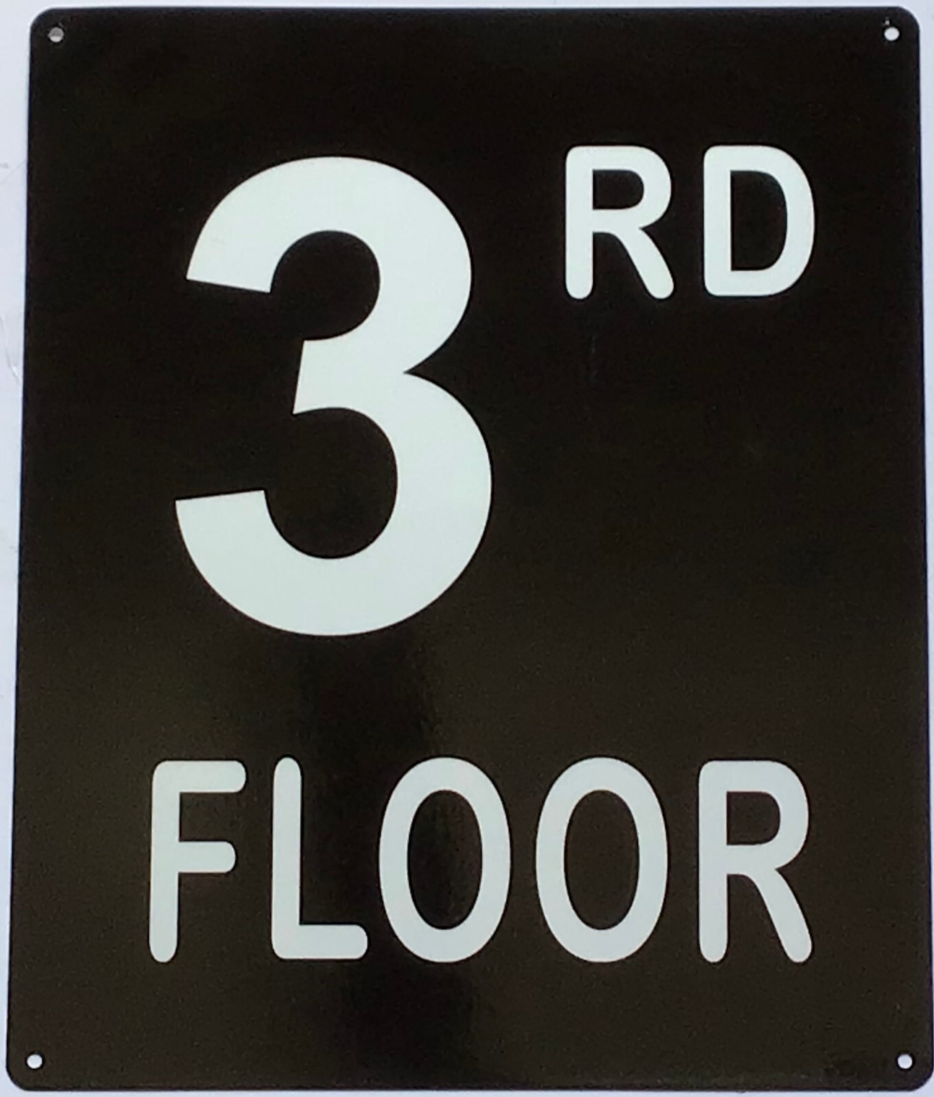 3RD FLOOR SIGN (10X12, Black Background, Aluminum)-REF24-1027