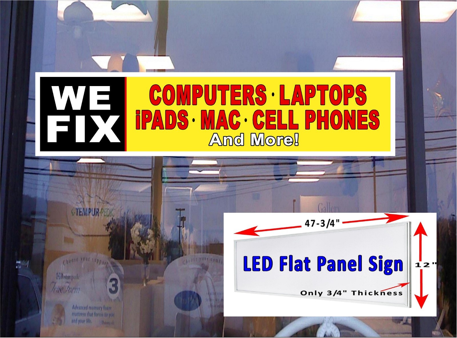 We Fix Computers Laptops iPads Mac Cell Phones Led Panel window sign
