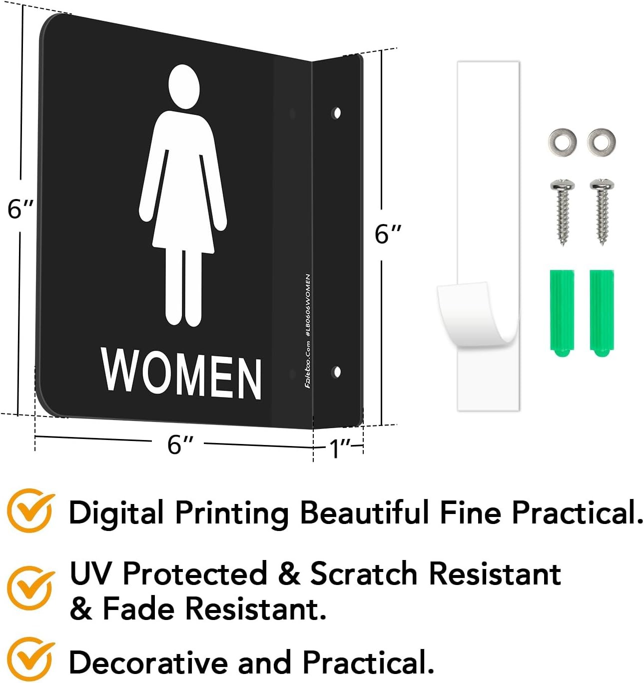 Restroom Sign, Bathroom Signs, (2 Pack) 6 x 6 Inches Acrylic Sign