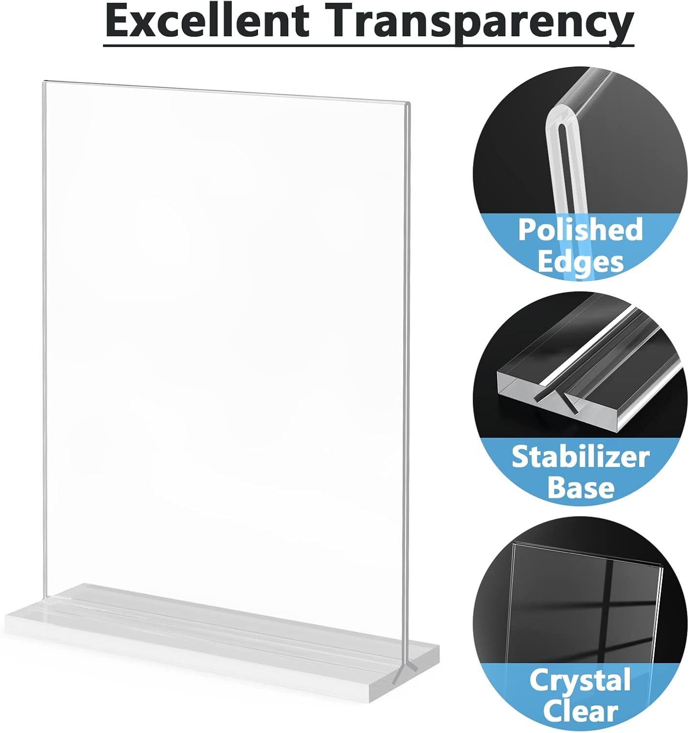 MaxGear Acrylic Sign Holder 8.5×11 Inches 2 Pack, Double 8.5 »x11 », Clear