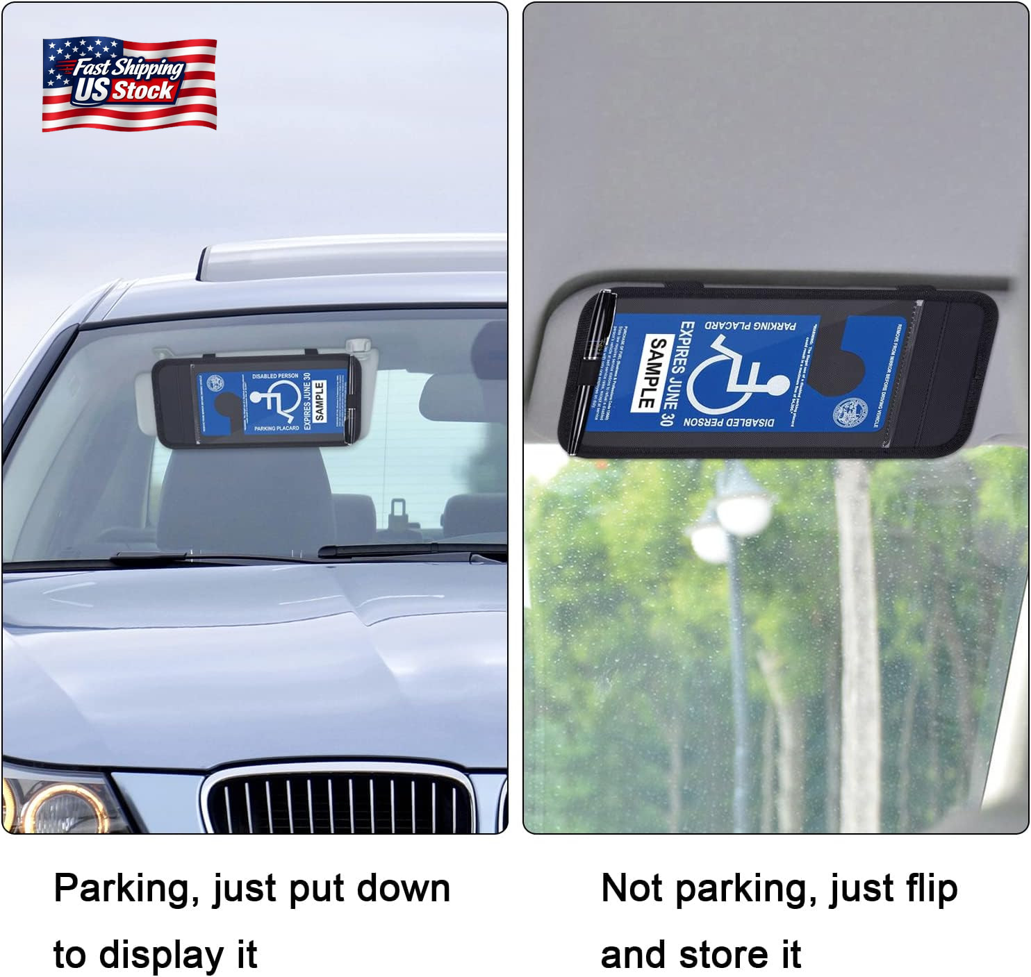 Handicap Placard Holder for Auto, Wisdompro Disabled Parking Permit Sign Protect