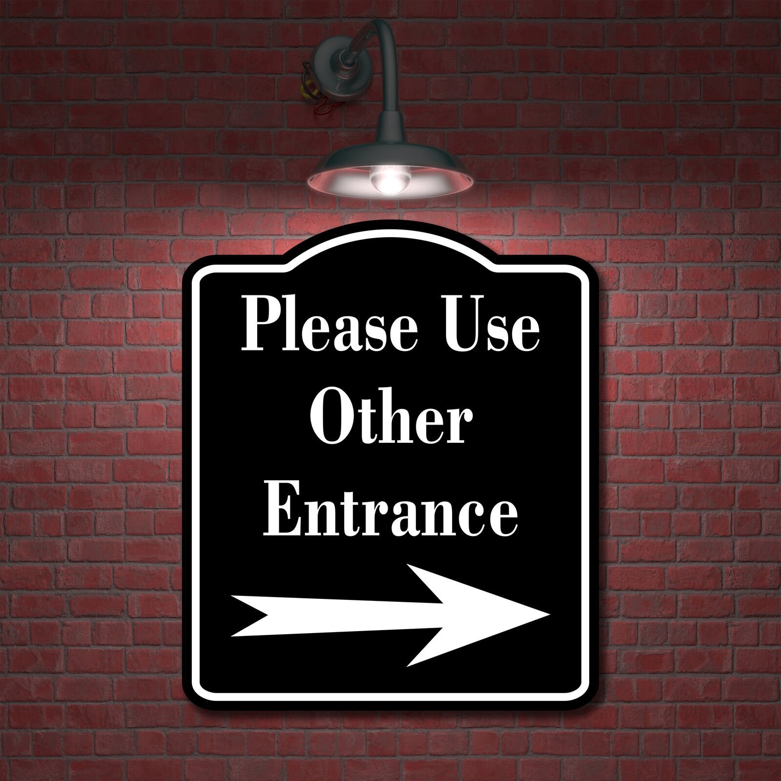 Please Use Other Entrance Right Arrow BLACK Aluminum Composite Sign