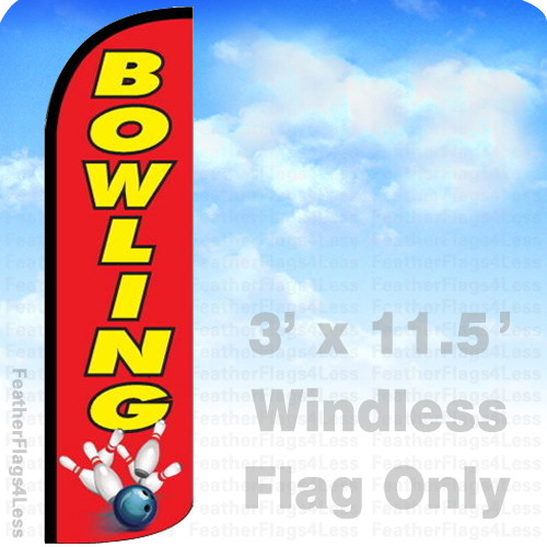 BOWLING – Windless Swooper Feather Flag 3×11.5&prime; Banner Sign – rq