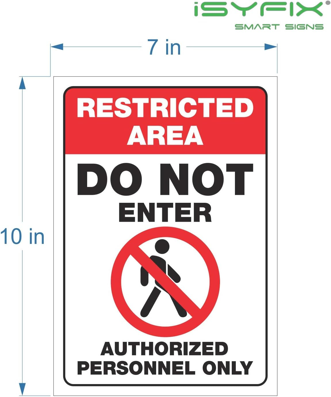 Restricted Area Authorized Personnel Only Sign Stickers 2 Pack 7×10 Inch Vinyl