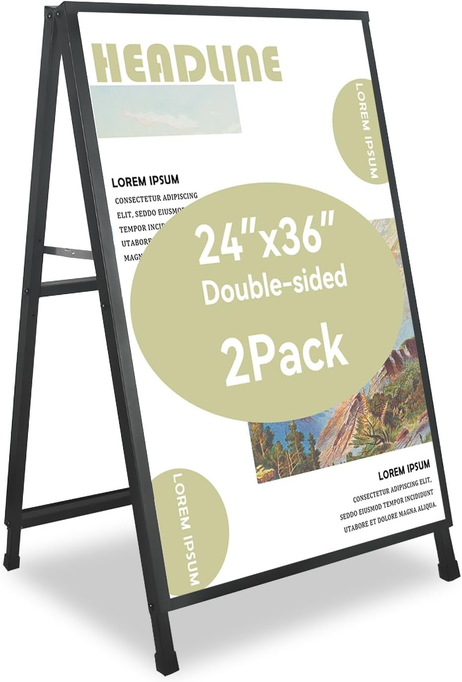 A Frame Sign 24x 36 Inch Heavy Duty Sandwich Board Double-Sided Folding Sign