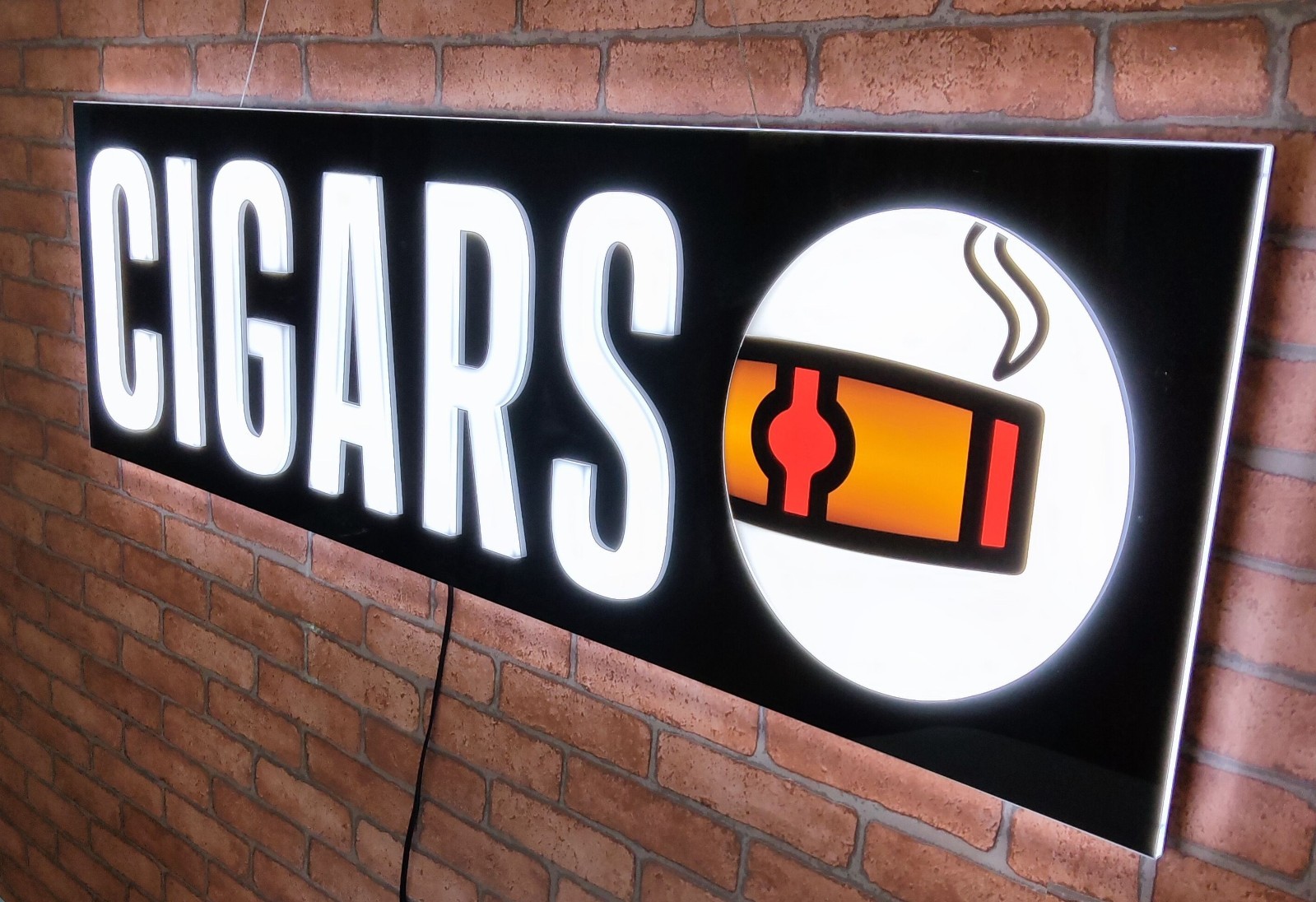 38&Prime; Cigars LED Window Sign | Cigar Shop Business Sign | Edge-Lit Display