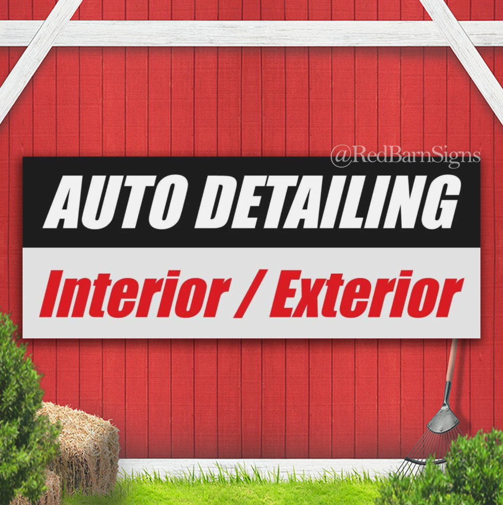 AUTO DETAILING Interior Exterior Advertising Banner Vinyl Sign cleaning car wash