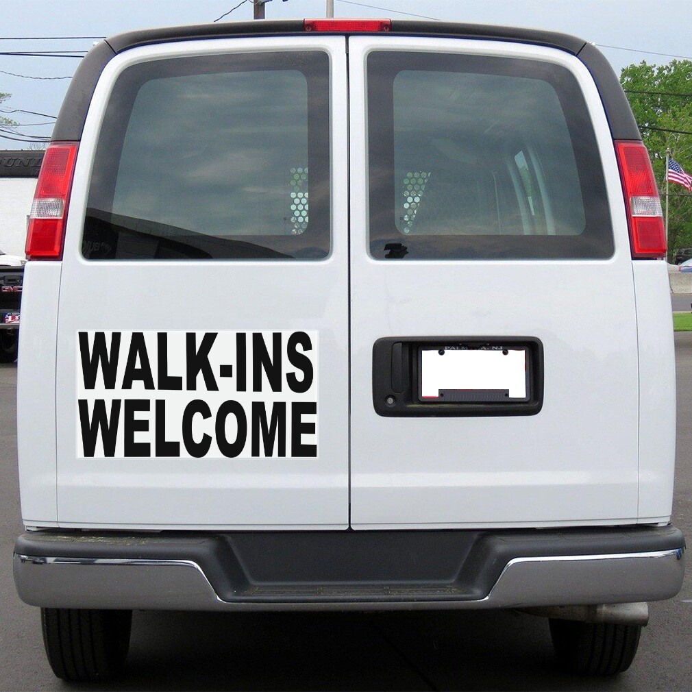 Car Magnet Set of 2 Walk-Ins Welcome Black Car Advertising Industrial Sign