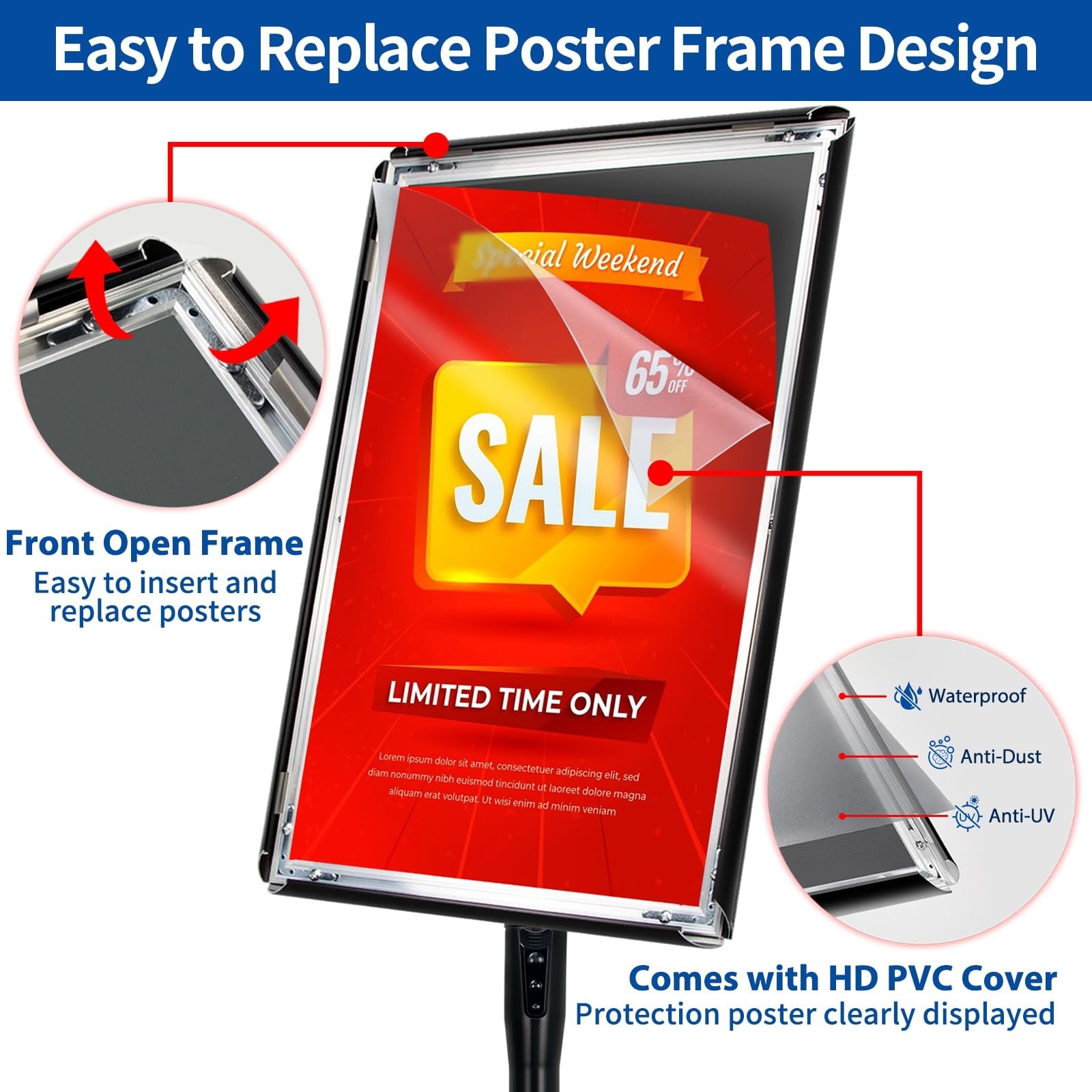 Adjustable Sign Holder Stand – 2Pack 11×17 Inch Pedestal Poster Sign Stand, H…