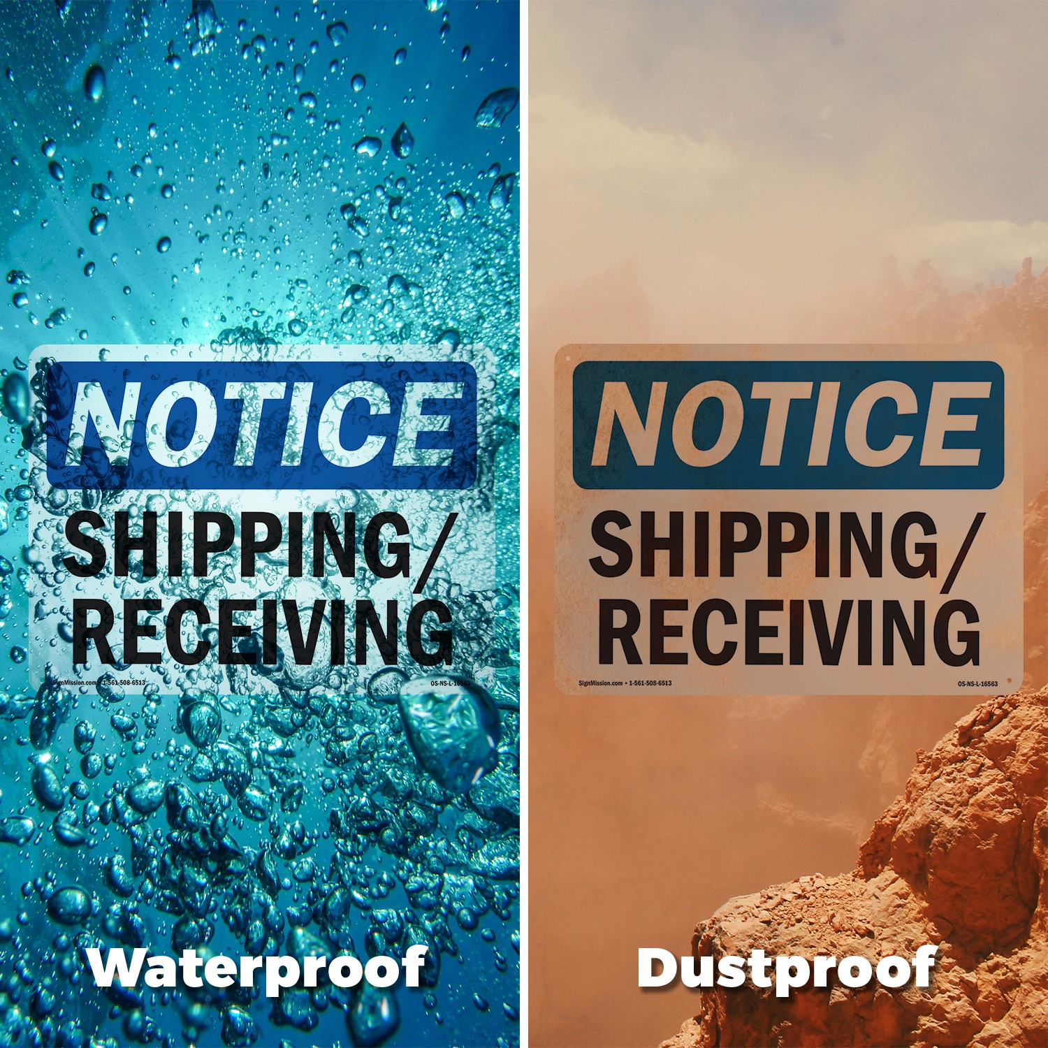 Shipping Receiving OSHA Notice Sign Metal, Plastic, Or Decal – 5 or 10 Pack
