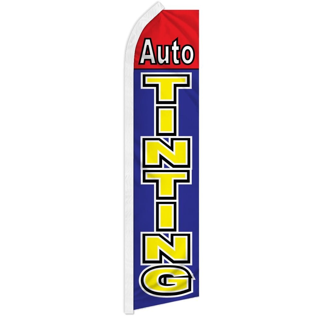 Auto Tinting (Red/Blue) Swooper Advertising Banner Flag for Window Tint Services