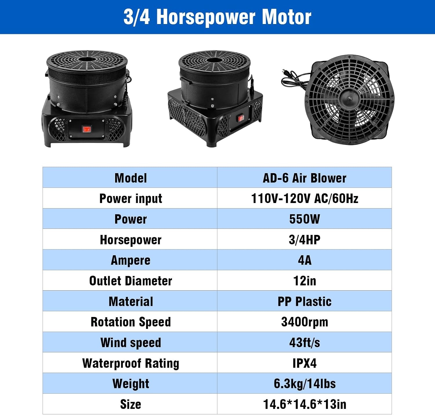 Inflatable Tube Dancer Blower Fan 550W
