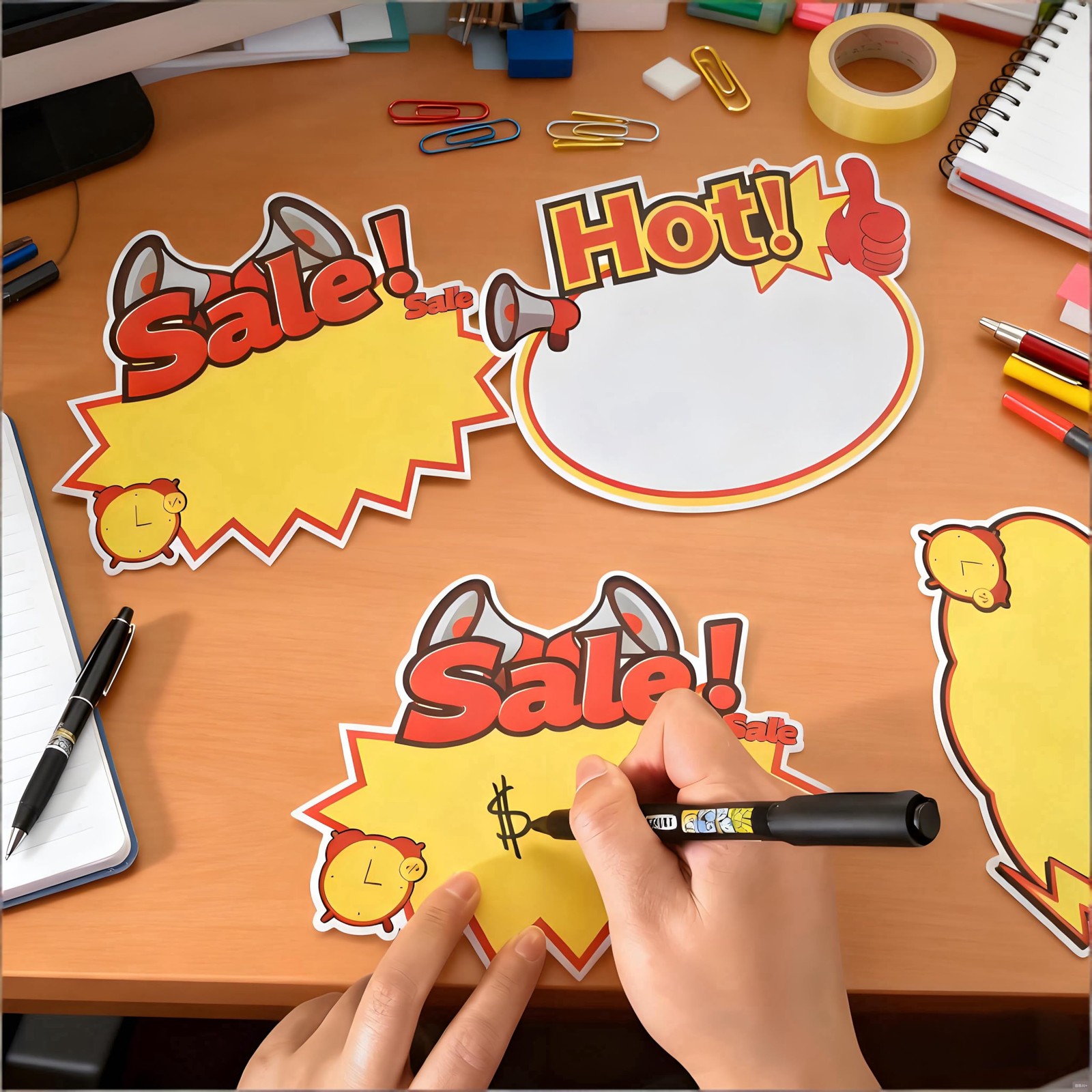 7×5.5in Burst Star Sign Cards 60 Pcs Retail Garage Sale Price Tags