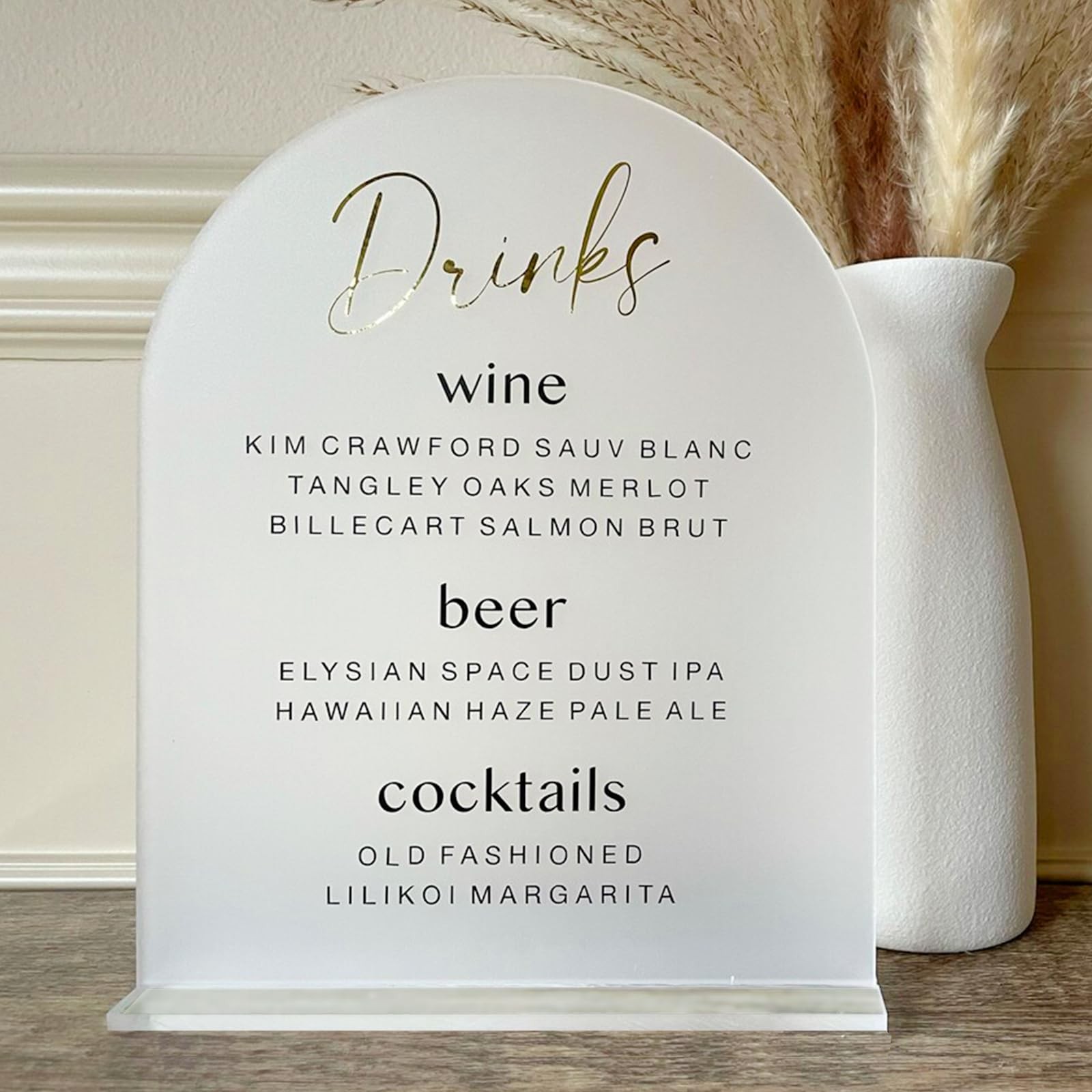 8×10 Inch Frosted Arch Acrylic Sign with Stand | 5 Pack Blank Frosted Acrylic Ar