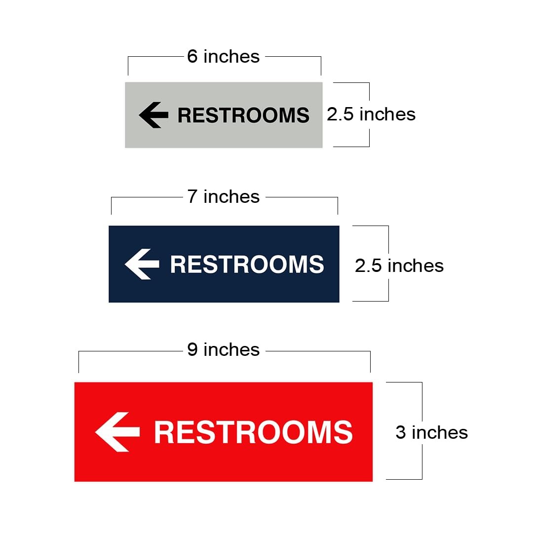 1 PC Basic Restrooms Left Arrow Directional Wall Door Sign Brushed Silver Fix