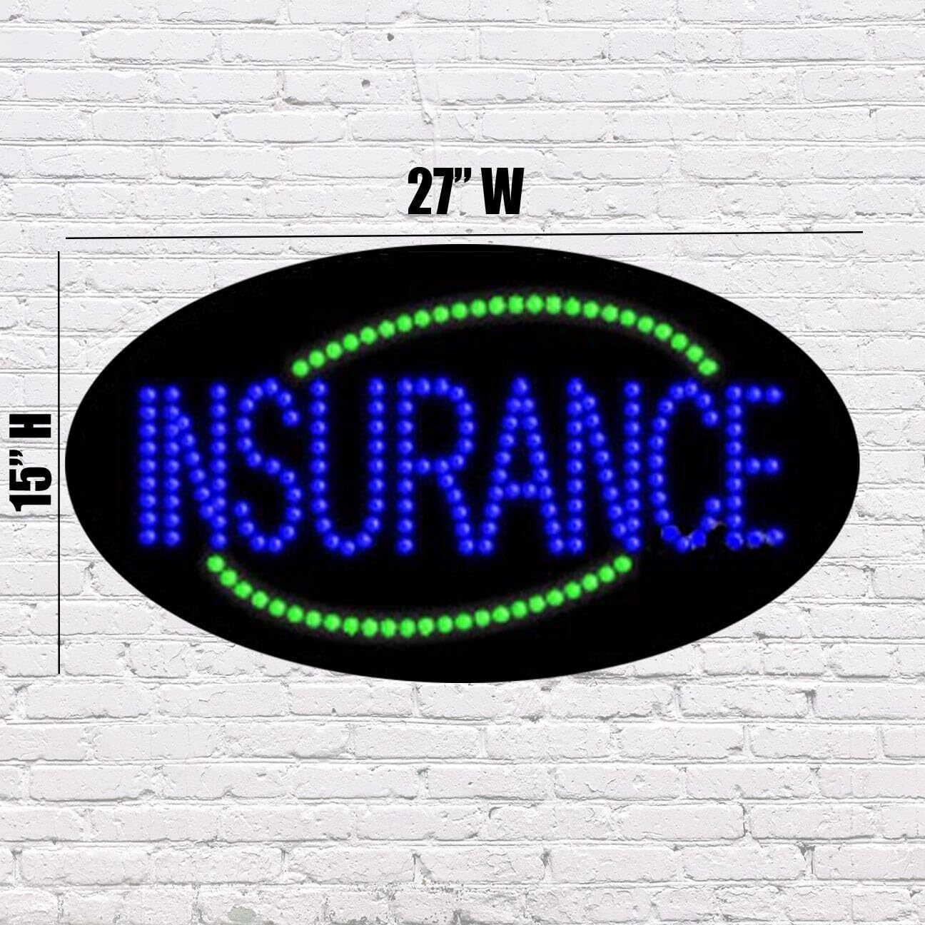 LED Insurance Sign | Light Up Sign | 15&Prime;H x 27&Prime;W x 2&Prime;D
