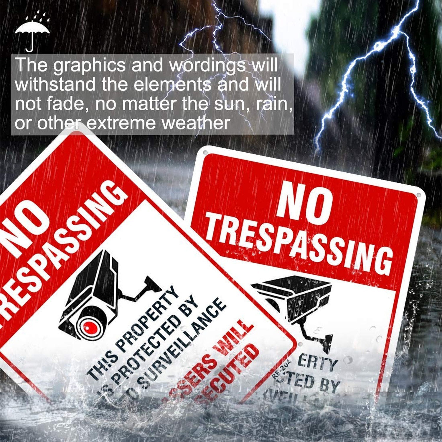 Large Video Surveillance Signs Outdoor,No Trespassing Sign Aluminum 10×14 Inc…