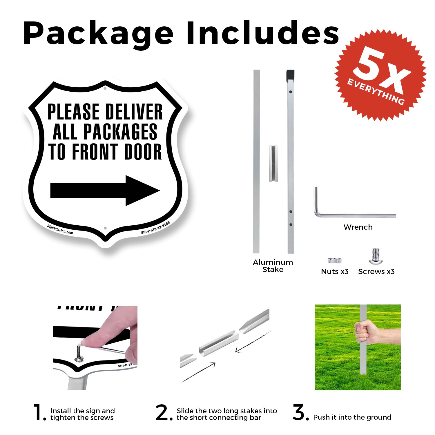 Please Deliver All Packages To Front Door Right Weather Shield Sign With Stake