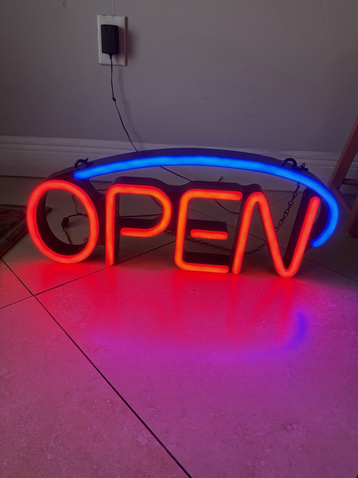 Open Sign For Business LED Neon 22 X 7.5 X 2 Inches Thick Light Bright Sign