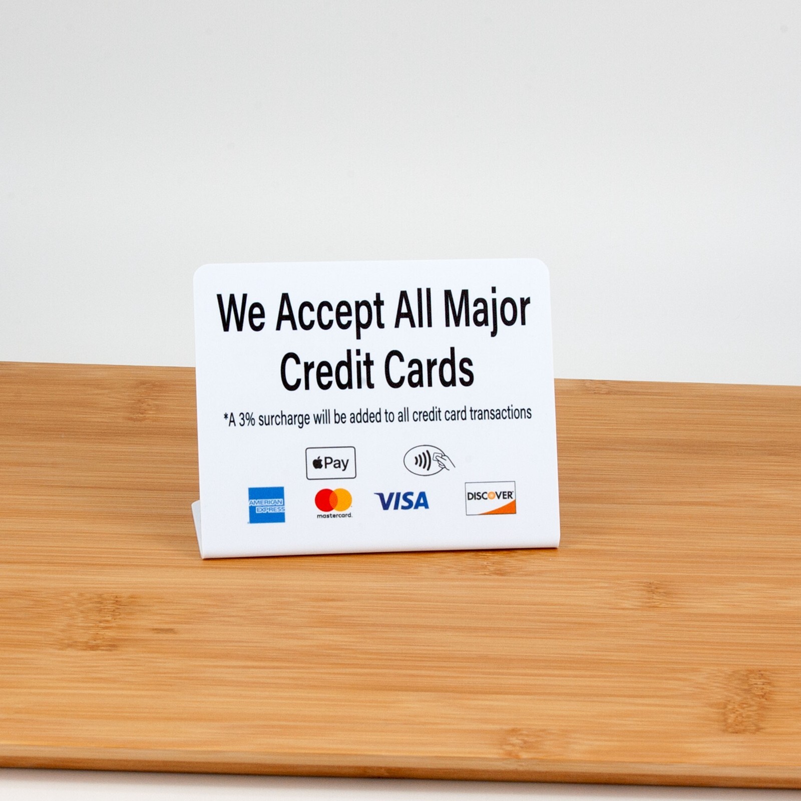 3pk Credit Card Payment Signs w/ Surcharge, L Style, Plastic, Free Shipping