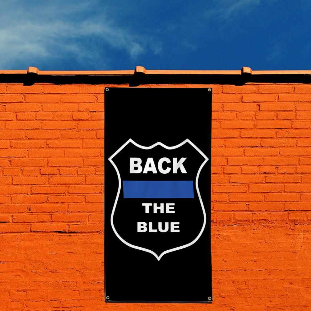 Vertical Vinyl Banner Multiple Sizes Back The Blue Black Police Cop Lifestyle