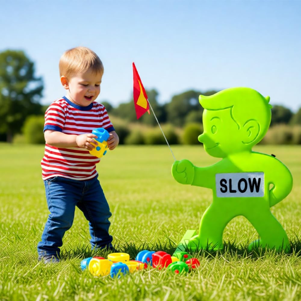 31 Inch Green Caution Kid Alert Slow Down Kids At Play Sign Reflective