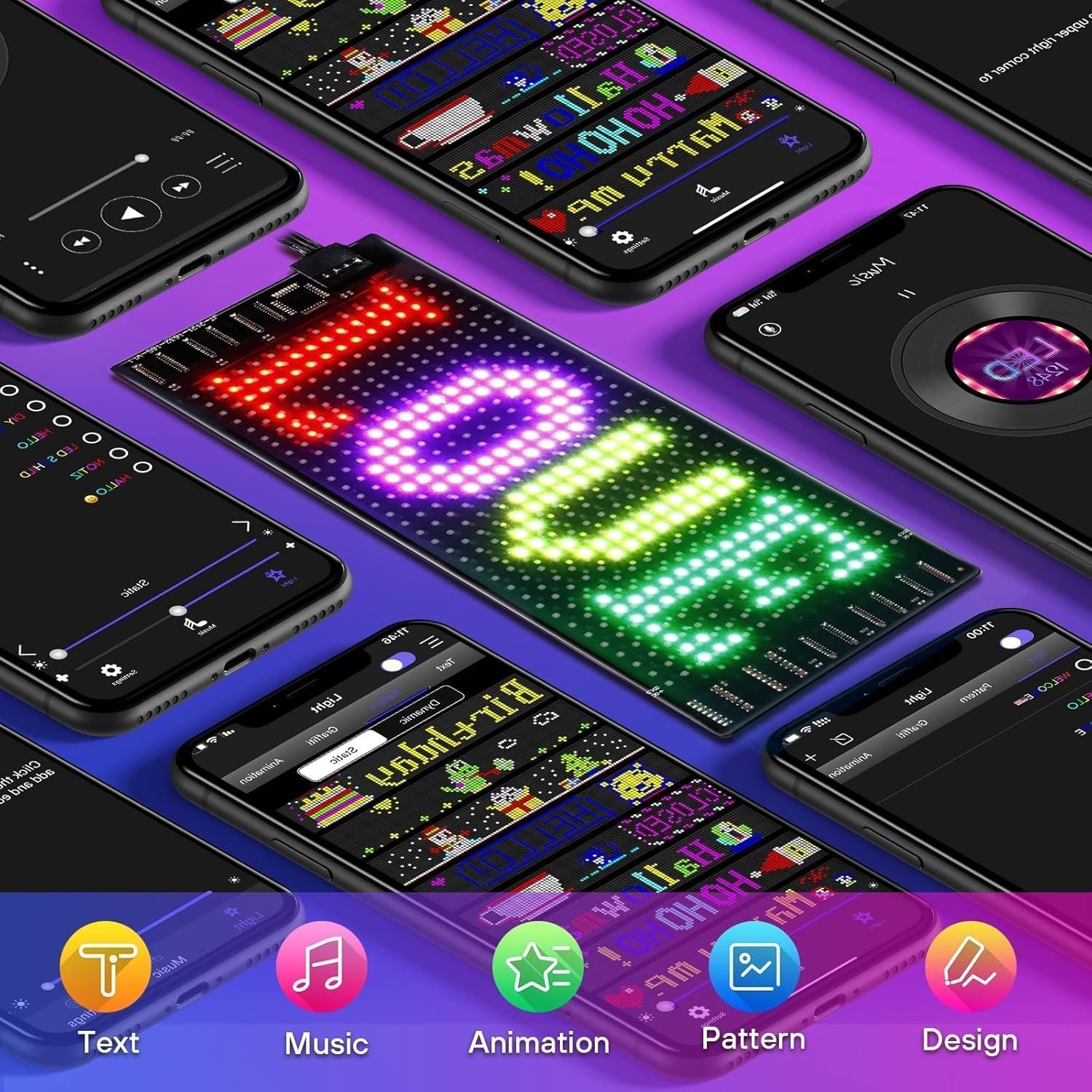 LED Sign for Car, 7 »x3 »Flexible LED Matrix Panel USB 5V Bluetooth Applicati…