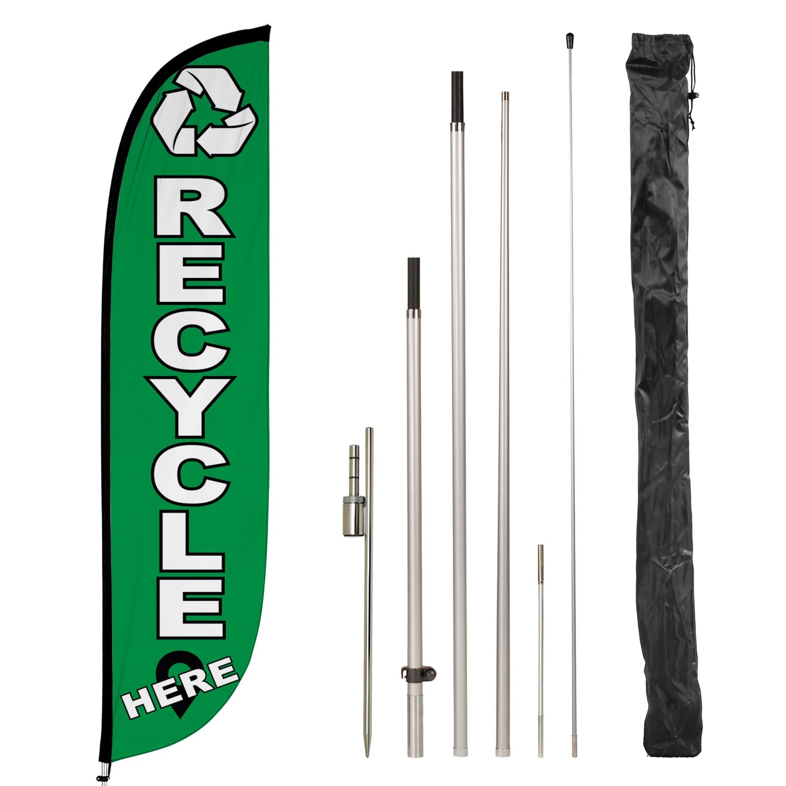 Lookourway Feather Flag Pole Kit – 12 Feet Tall Advertising Flag Banner