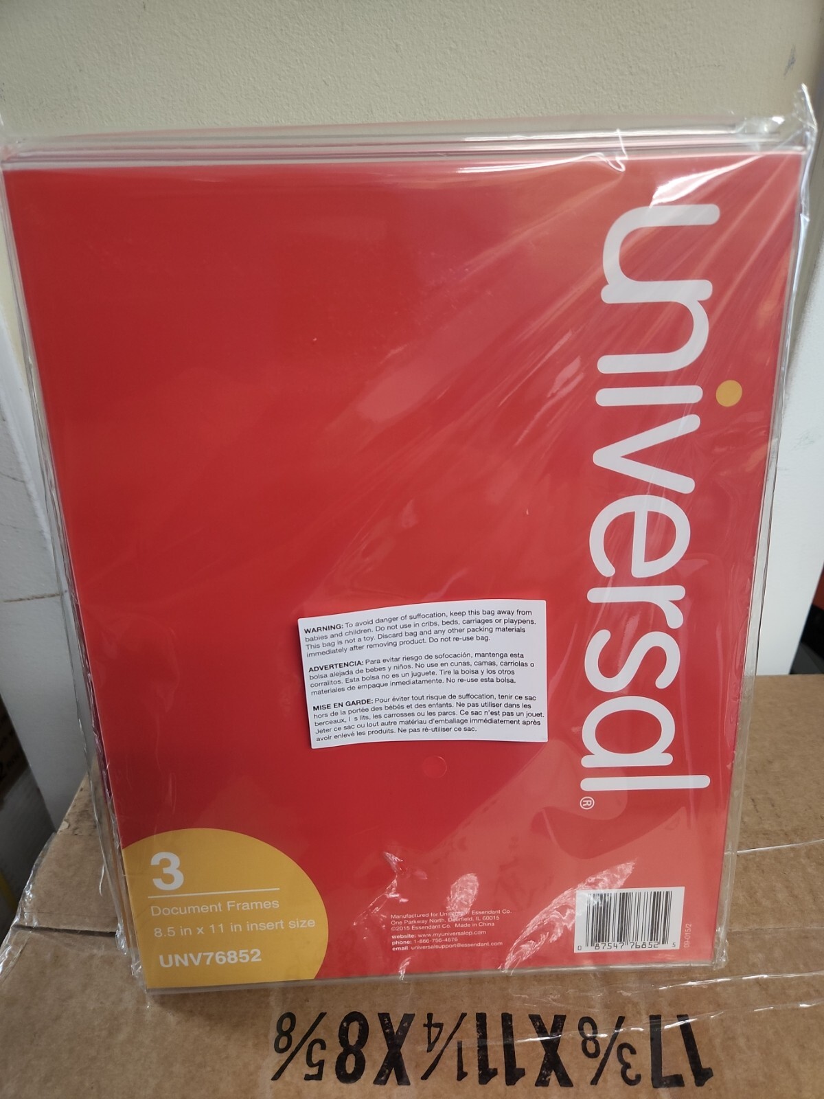 Universal Clear Self-Standing Desk Frame for 5 x 7 Insert, 3/Pack UNV76852