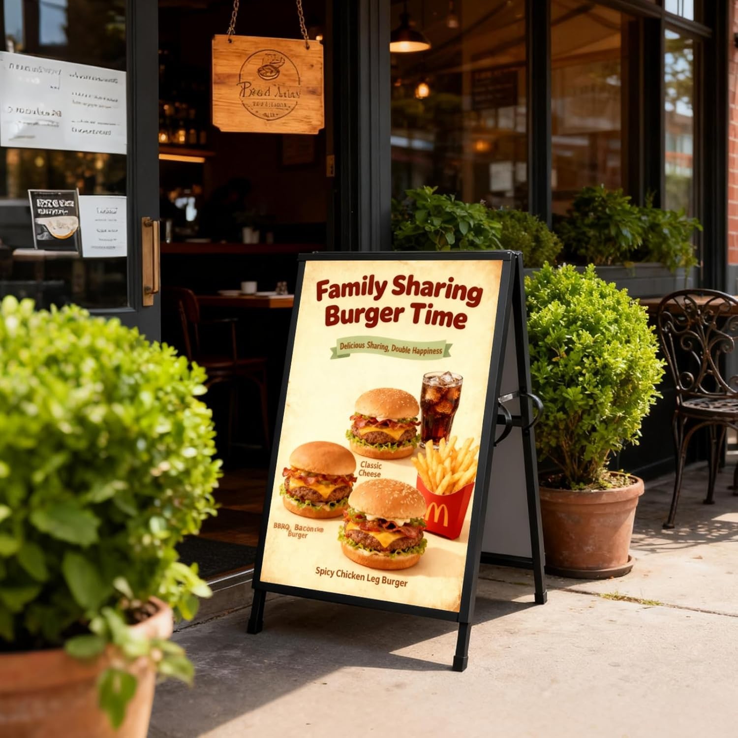 Heavy Duty Slide-in Folding Sandwich Board A-Frame 24×36 inches, Black