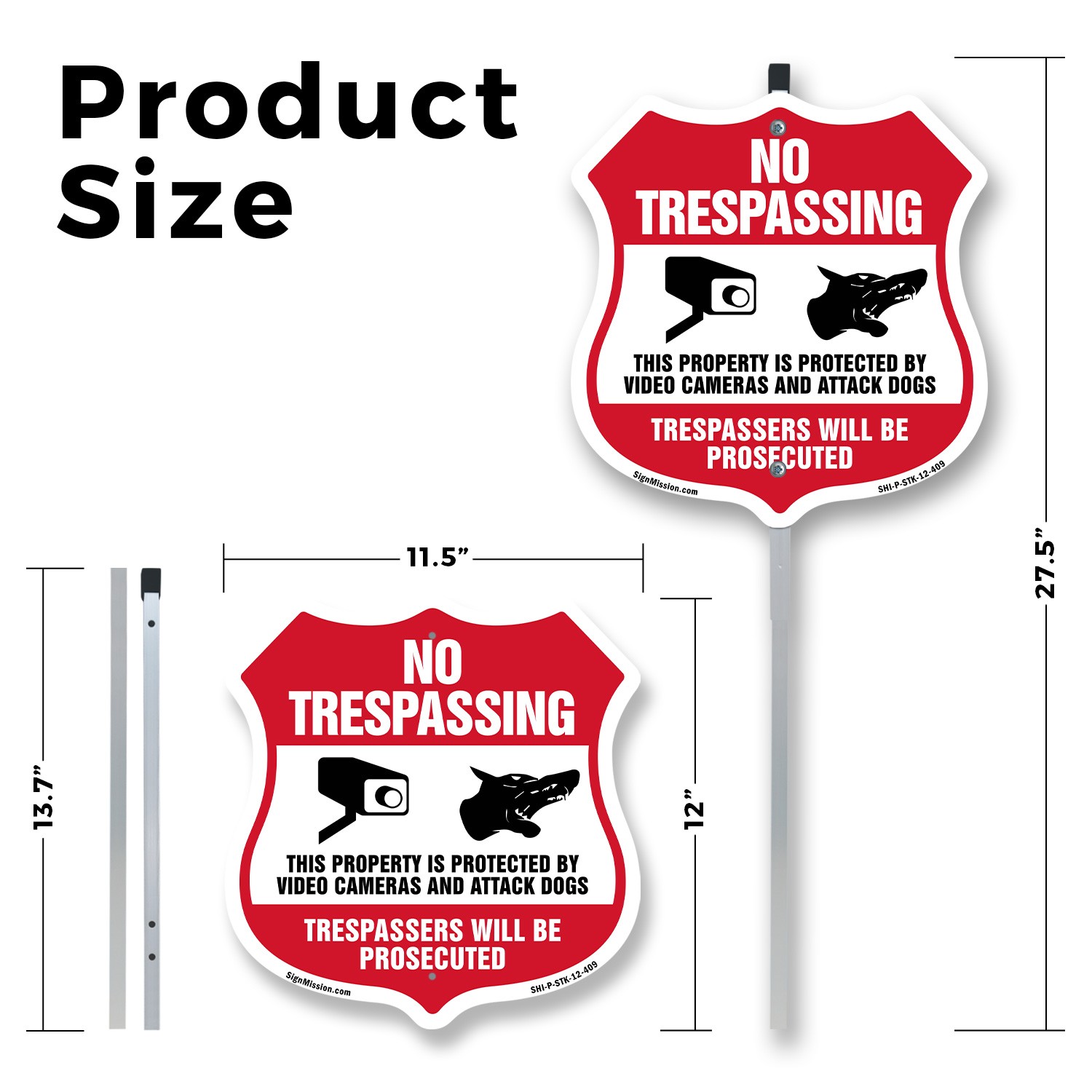 No Trespassing Shield Sign This Property Is Protected By Shield Sign With Stake