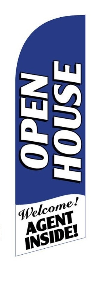 Open House Sigs For Real Estate Agents, Open House feather banner in BLUE