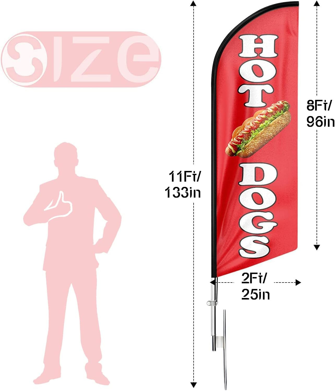 Hot Dog Swooper Flag and Pole Kit – Food Restaurant Advertising Feather Banner S