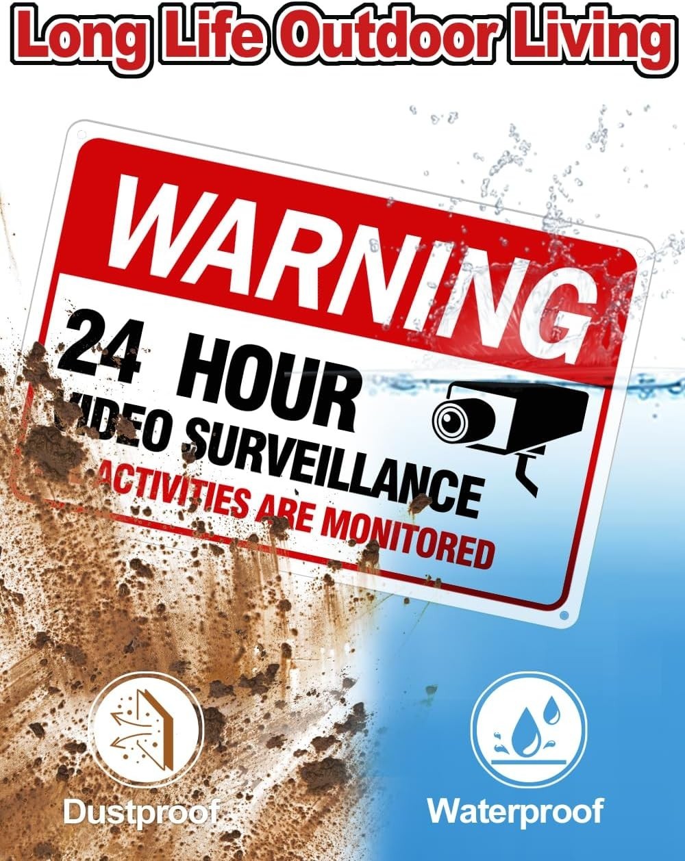 4 Pack Video Surveillance Signs, 12&Prime;x 8&Prime; Aluminum Camera Signs, CCTV Security