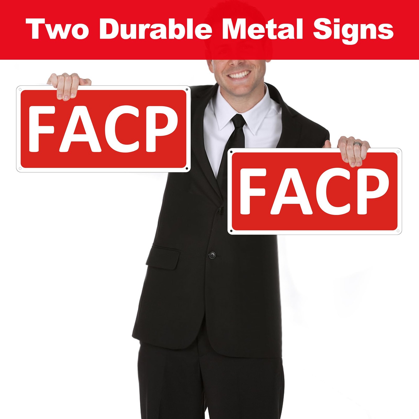 2 Pack FACP Sign Fire Alarm Control Panel 12×6 Inch Aluminum Reflective Red