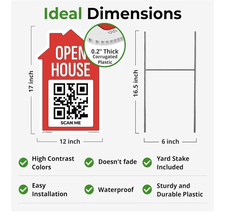 12 » x 17 » Open House Signs for Real Estate (3-Pack)