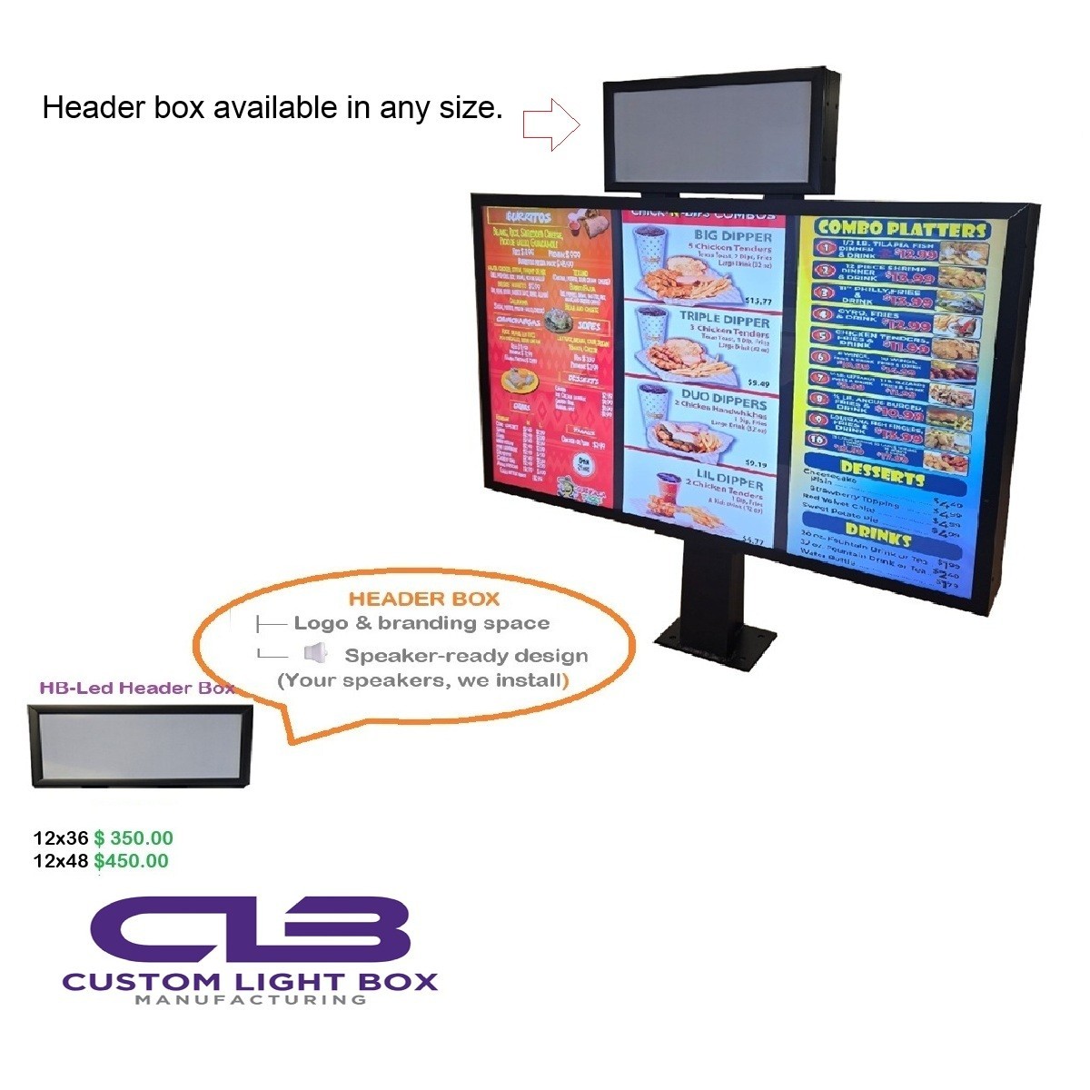 LED Menu Board & Header Box | UniLite Series Slide-N-Lock – 60 40 | HBOX-24x 12